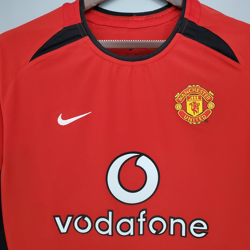 Camiseta retro de manga larga Nike para hombre del Manchester United 02/04 - Rojo