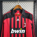 Camiseta retro de manga larga Adidas Fan Milan I 07/08 para hombre - Negra y roja