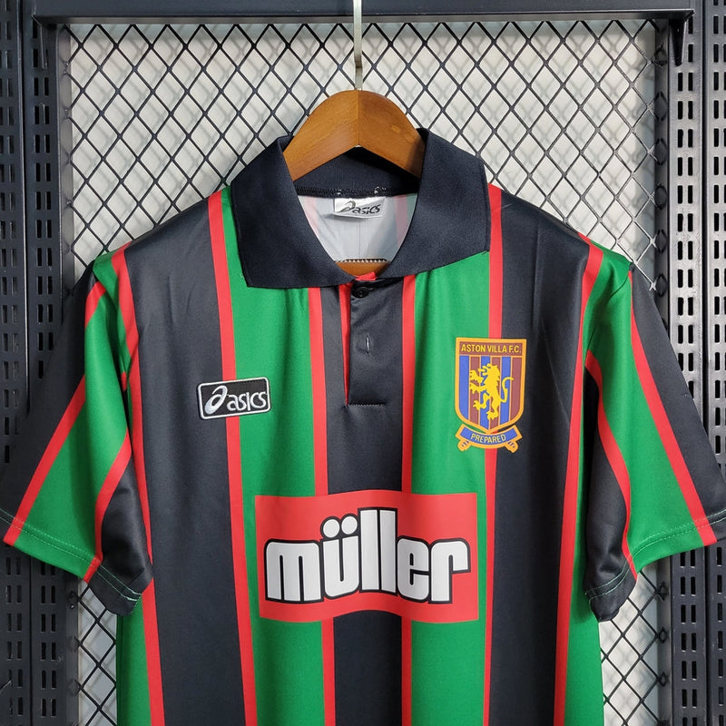 Camiseta de aficionado Asics Aston Villa II Retro 93/95 para hombre - Verde y negra