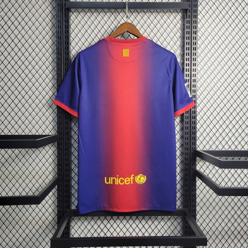 Camiseta retro de aficionado del Barcelona 12/13 para hombre de Kappa - Azul rey y rojo