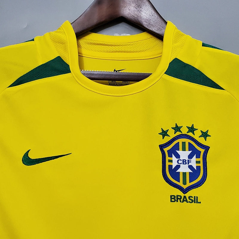 Camiseta retro de local de la selección brasileña 2002 para hombre - Amarilla