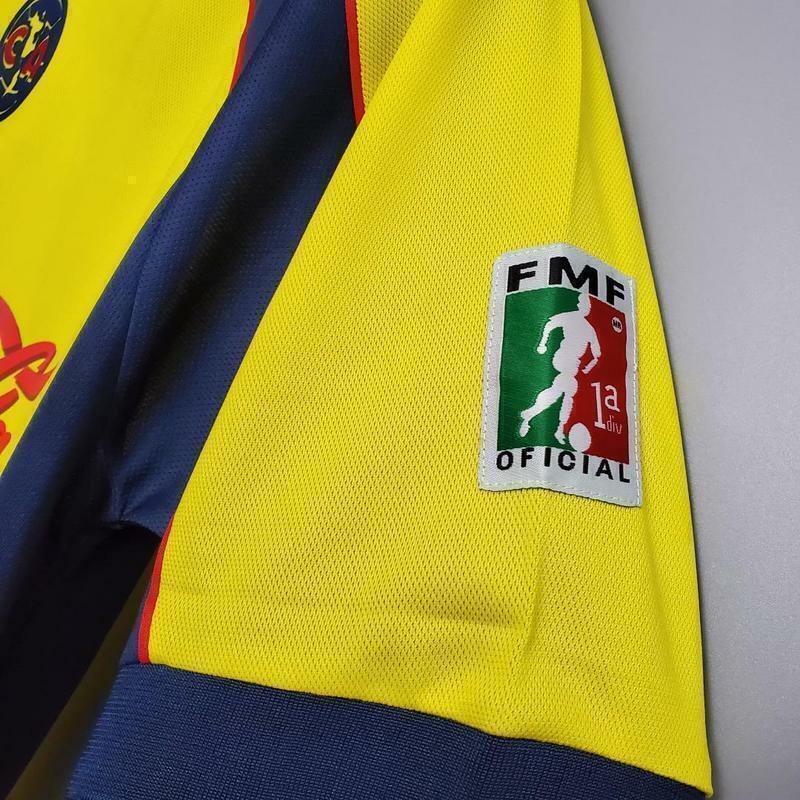 Camiseta retro de aficionado México América 01/02 para hombre - Amarilla