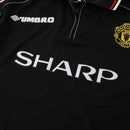 Camiseta retro de aficionado del Manchester United Away II 1998 para hombre - Negra
