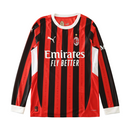 Camiseta de manga larga de jugador del Milan Home 24/25 para hombre - Roja y negra