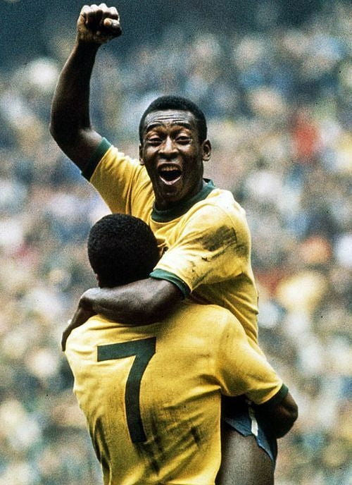 Camiseta retro de la selección brasileña de 1970 para hombre (amarilla y verde)