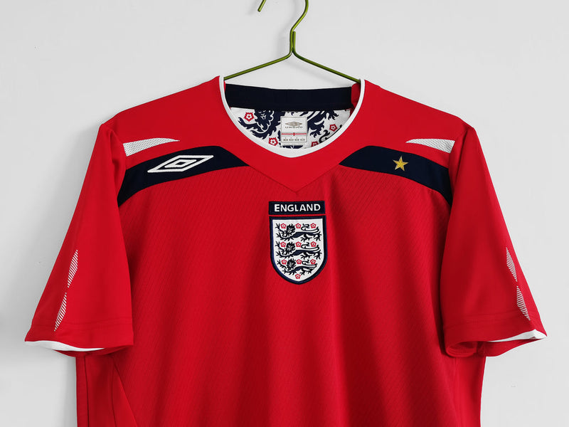 Camiseta retro de aficionado de Inglaterra Visitante II 2008 para hombre - Roja