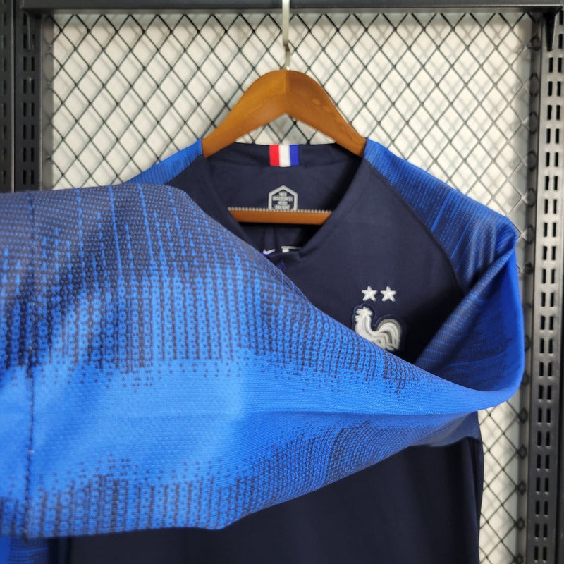 Camiseta retro de Francia 2018 - Manga larga Nike Fan para hombre - Azul