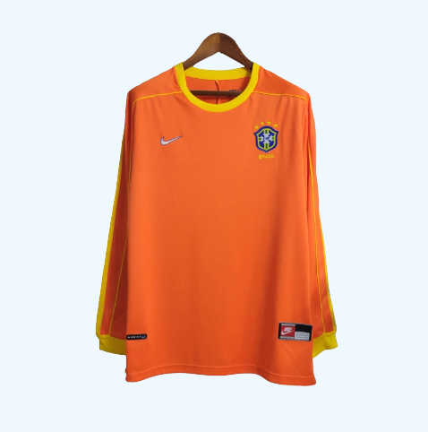 Camiseta retro de portero de la selección brasileña - Camiseta de manga larga de Brasil 1998 para hombre - Naranja