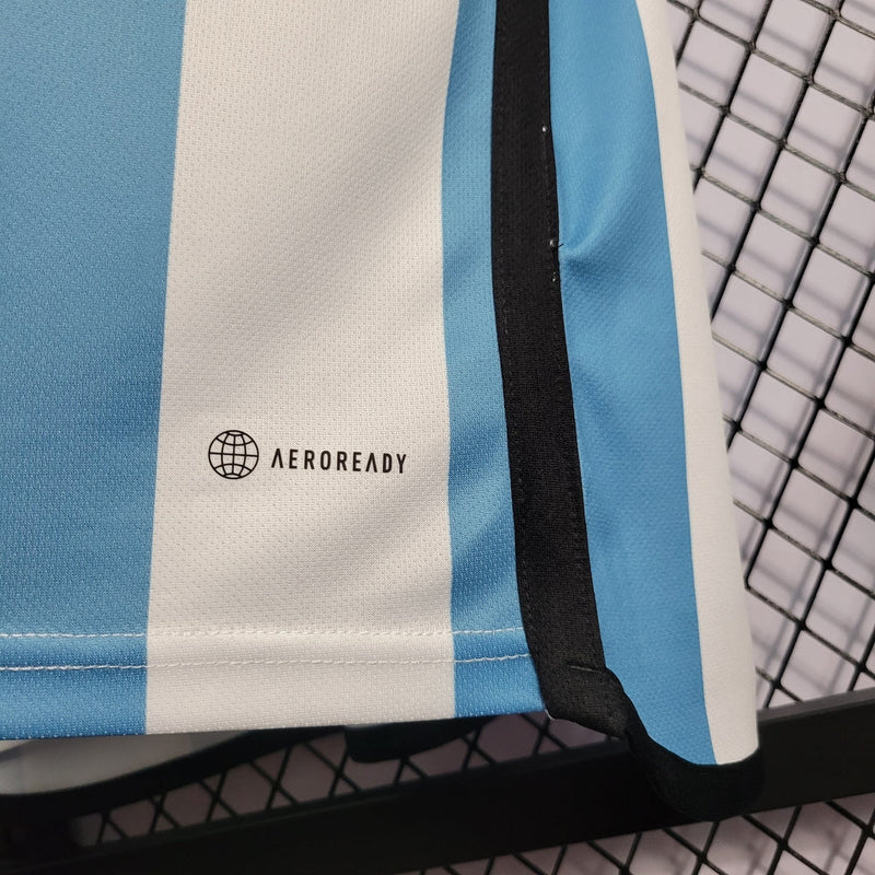 Camiseta de la Selección Argentina Tres Estrellas - Campeón 2022 Adidas Fan para hombre - Azul y blanco