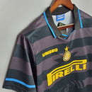 Camiseta retro de aficionado del Inter de Milán 97/98 para hombre (negro y azul)