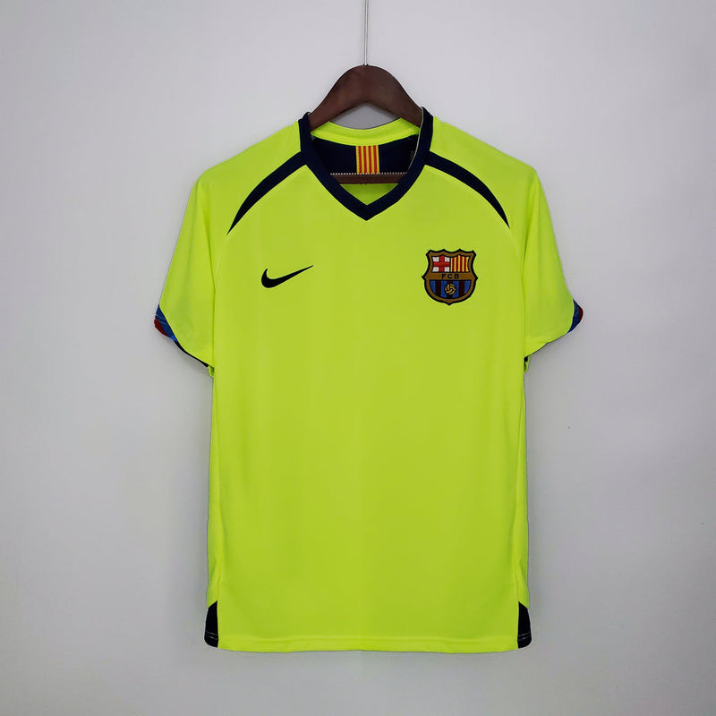Camiseta retro Nike del Barcelona Away II para hombre 05/06 - Fan - Verde fluorescente