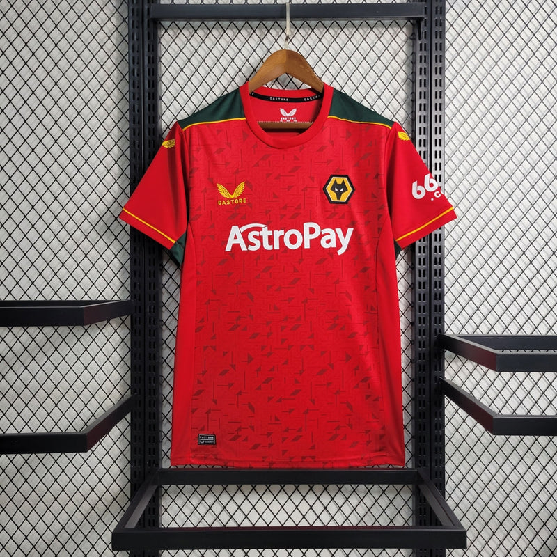 Camiseta de aficionado Castore para hombre del Woverhampton (visitante, temporada 23/24) - Roja