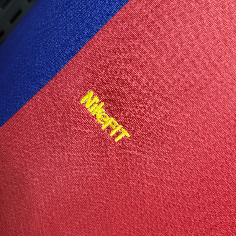 Camiseta retro de manga larga para aficionado del Barcelona Home 07/08 Nike para hombre - Azul y granate