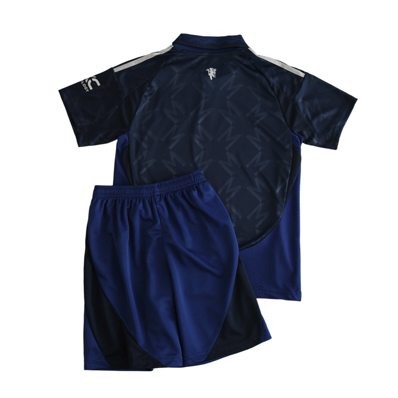 Camiseta y pantalón corto visitante del Manchester United 24/25 para niños - Azul