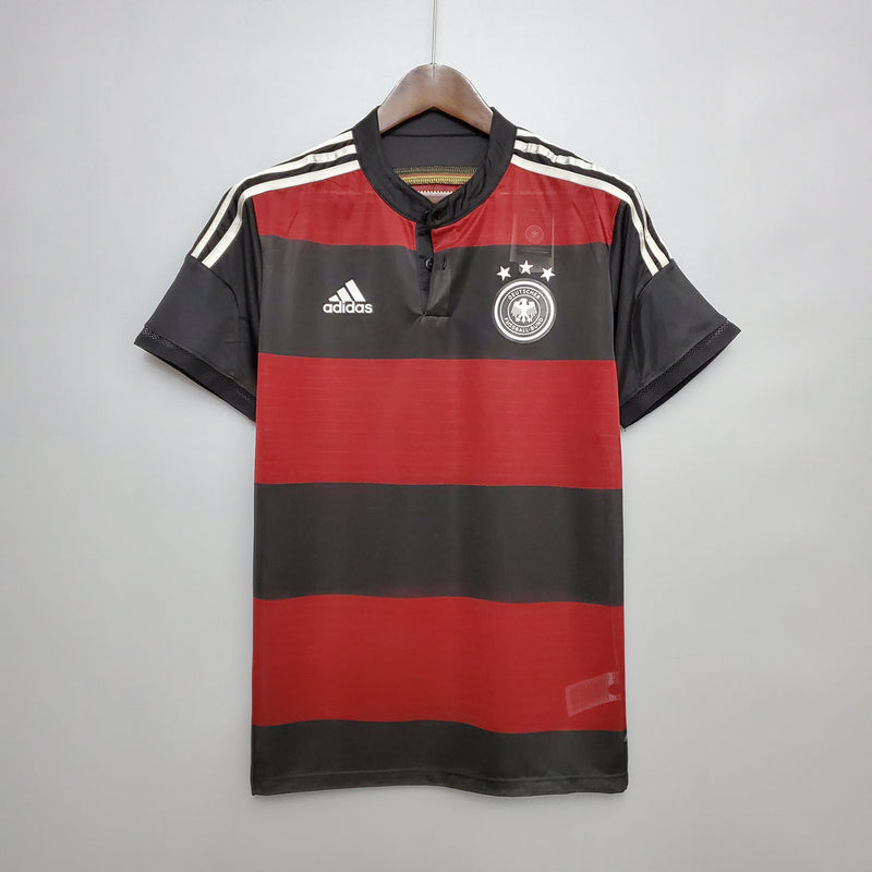 Camiseta retro de visitante de la selección alemana II 2014 de Adidas para hombre (roja y negra)