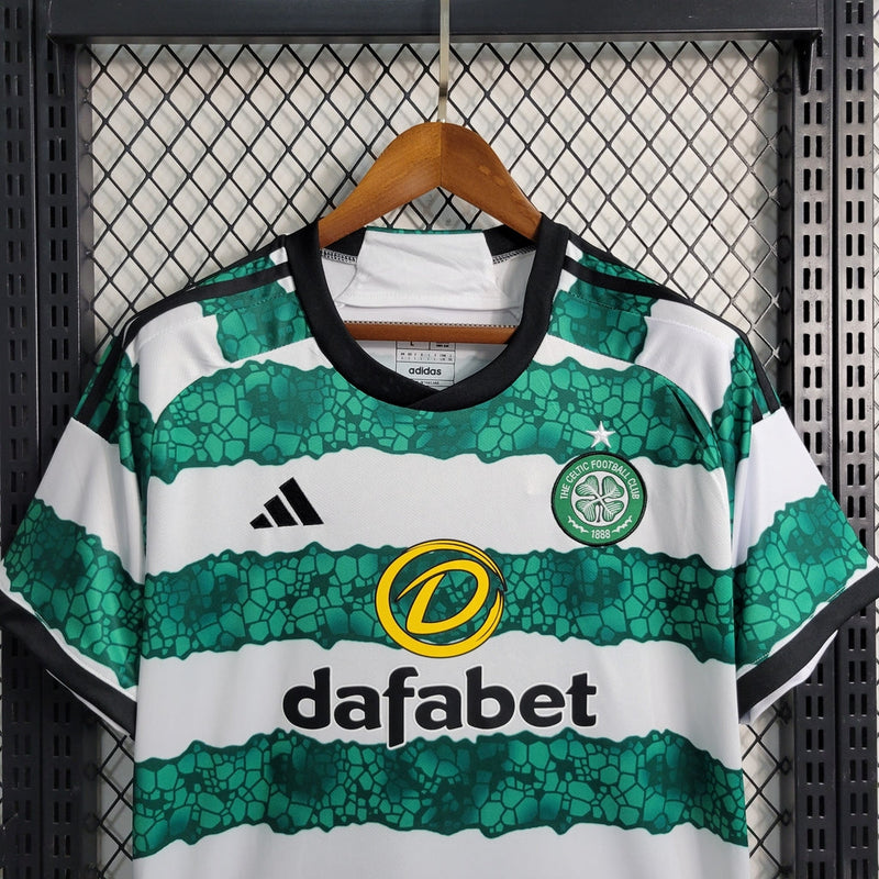 Camiseta local del Celtic 23/24 de Adidas para hombre - Verde y blanco