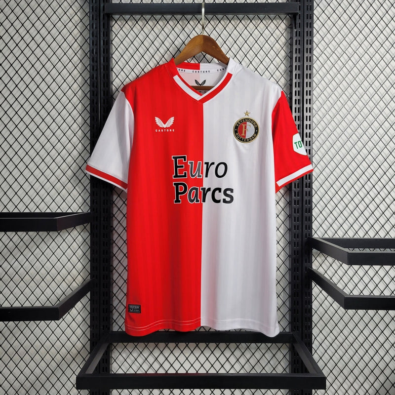 Camiseta de aficionado Castore para hombre del Fyenoord Home 23/24 - Roja y blanca
