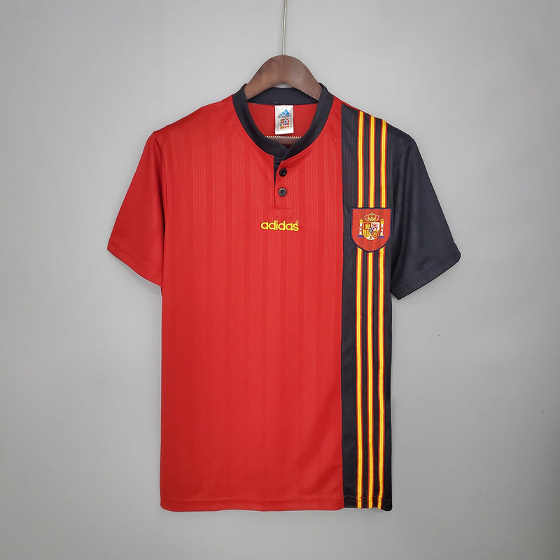 Camiseta retro de aficionado de la selección española de 1996 - Hombre - Roja
