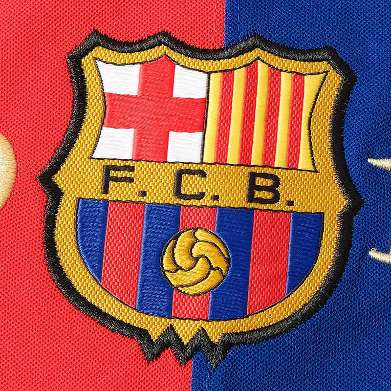 Camiseta retro de manga larga para aficionado del Barcelona Home 1999 para hombre - Azul y granate