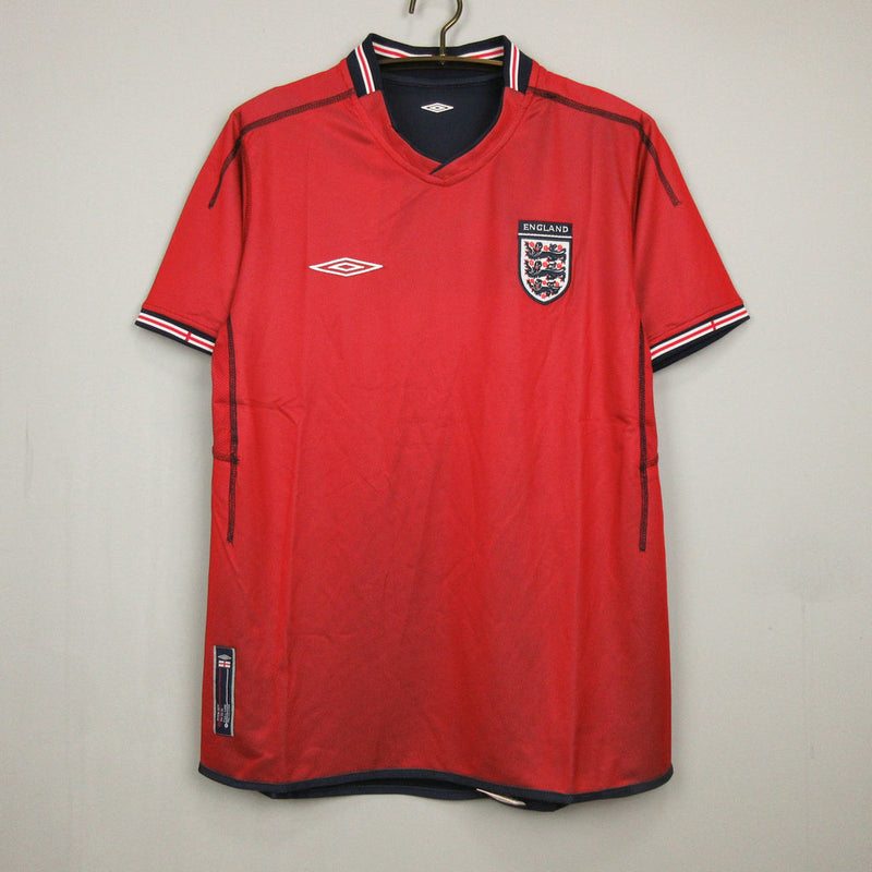 Camiseta retro de aficionado de la selección inglesa visitante II 2002 para hombre - Blanca