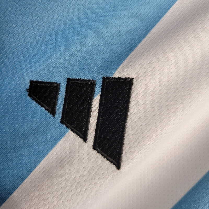 Camiseta de la Selección Argentina Tres Estrellas - Campeón 2022 Adidas Fan para hombre - Azul y blanco