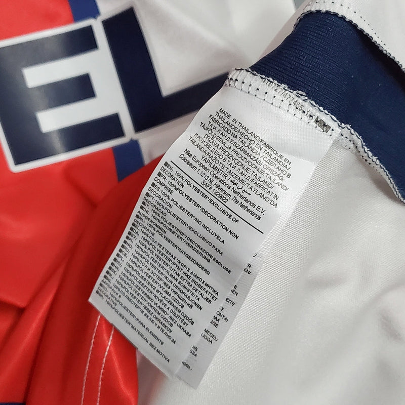 Camiseta Nike retro de visitante del Paris Saint Germain PSG 98/99 para hombre (blanco, azul y rojo)
