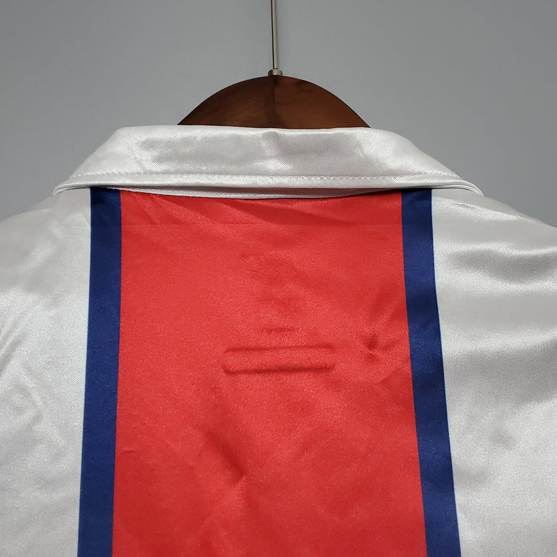 Camiseta Nike retro de visitante del Paris Saint Germain PSG 98/99 para hombre (blanco, azul y rojo)