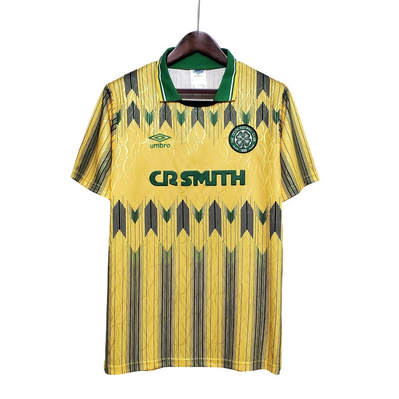 Camiseta retro de visitante del Celtic II 91/92 para hombre - Amarilla
