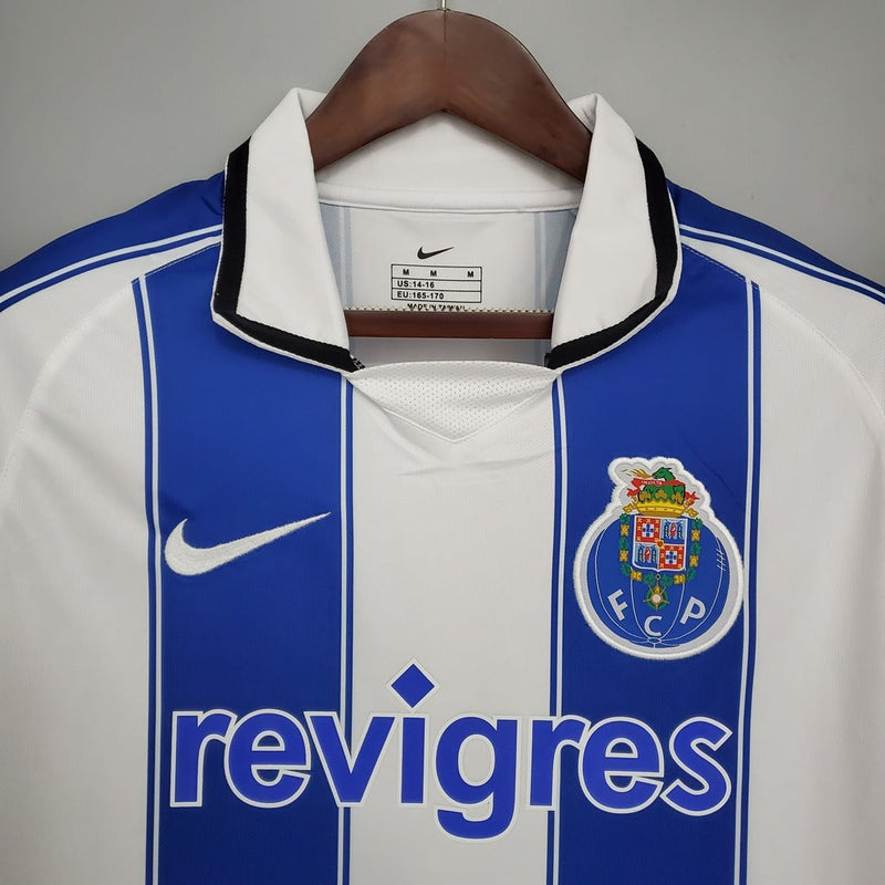 Camiseta retro de aficionado del Porto 03/04 para hombre - Azul y blanco