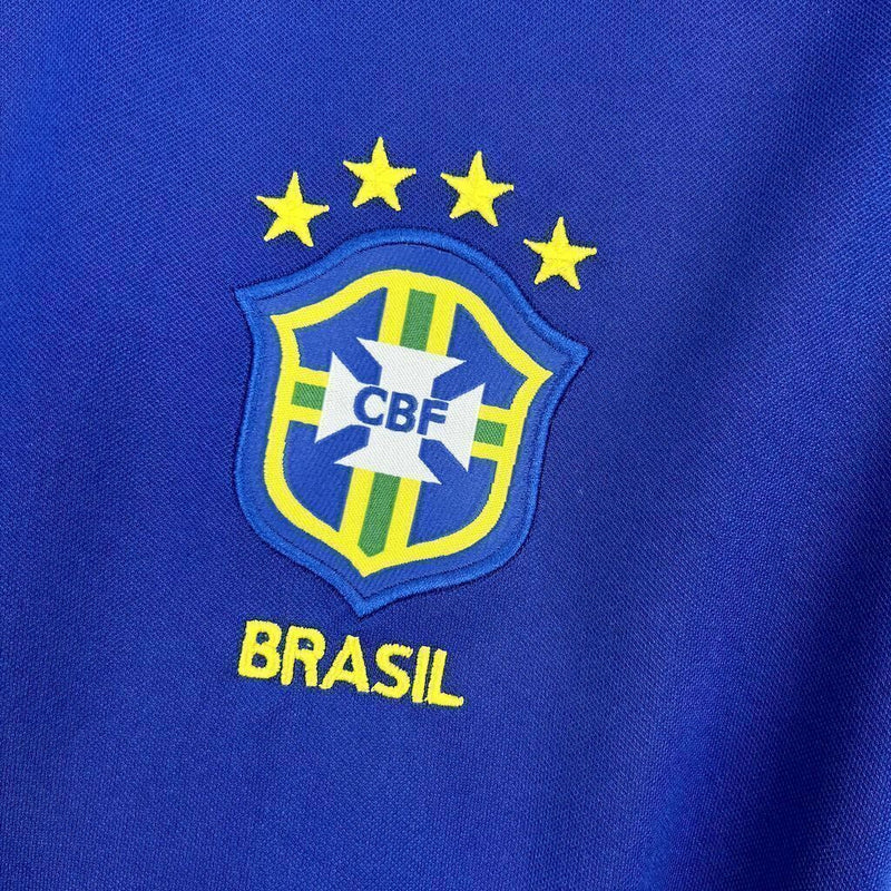 Camiseta retro de la selección nacional de Brasil 1998 - Brasil Reserva Visitante II Hombre - Azul