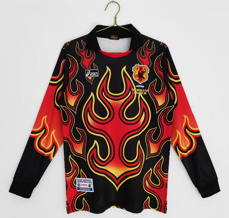 Camiseta retro de portero de la selección nacional de Japón de 1998 para hombre - Fuego
