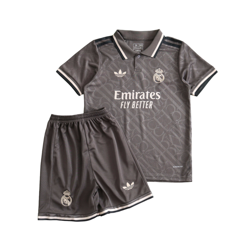 Camiseta y pantalón corto para niño del Real Madrid 24/25 (tercera equipación) - Gris
