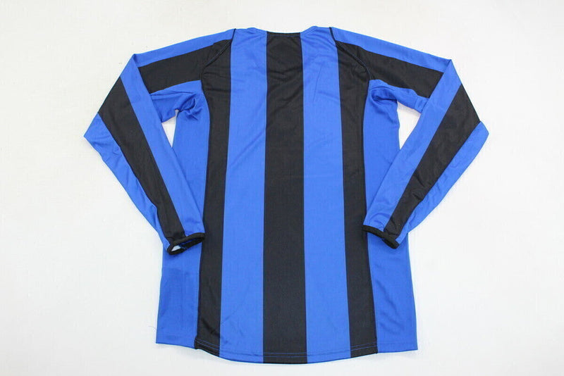 Camiseta retro de manga larga para aficionado del Inter de Milán 04-05 para hombre (azul y negro)