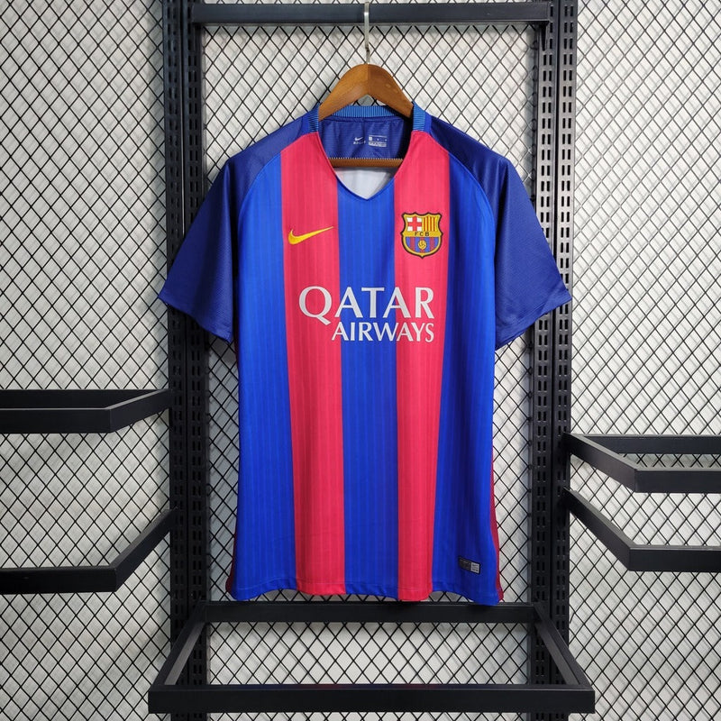 Camiseta retro de aficionado del Barcelona 16/17 para hombre - Nike - Azul rey y rojo