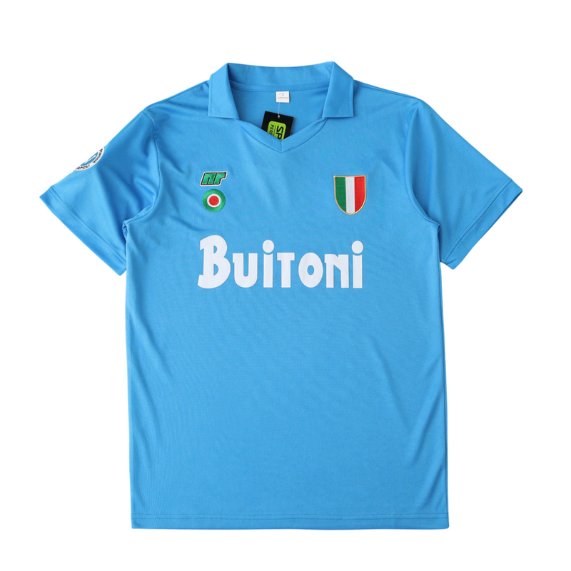 Camiseta retro de aficionado del Napoli 1987/8 para hombre - Azul