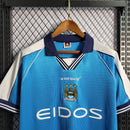 Camiseta retro de aficionado del Manchester City (99/00) para hombre, azul