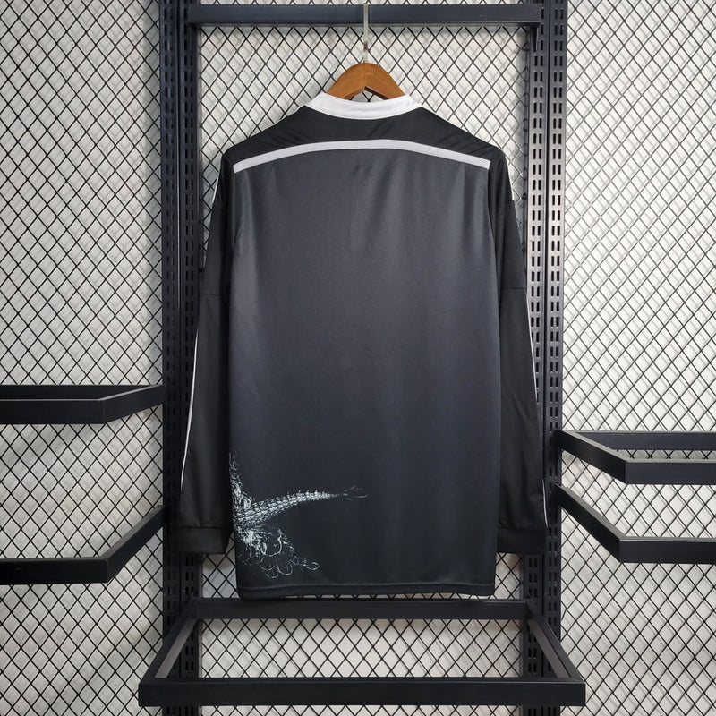 Camiseta retro de manga larga para aficionado Adidas del Real Madrid I 14/15 para hombre - Negra
