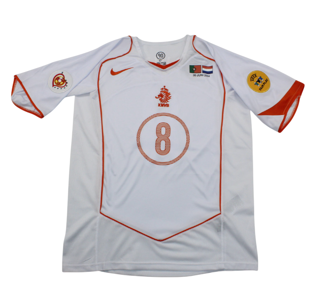 Camiseta retro de la selección nacional de Países Bajos (visitante) 2004 (serie II) para hombre - Blanca