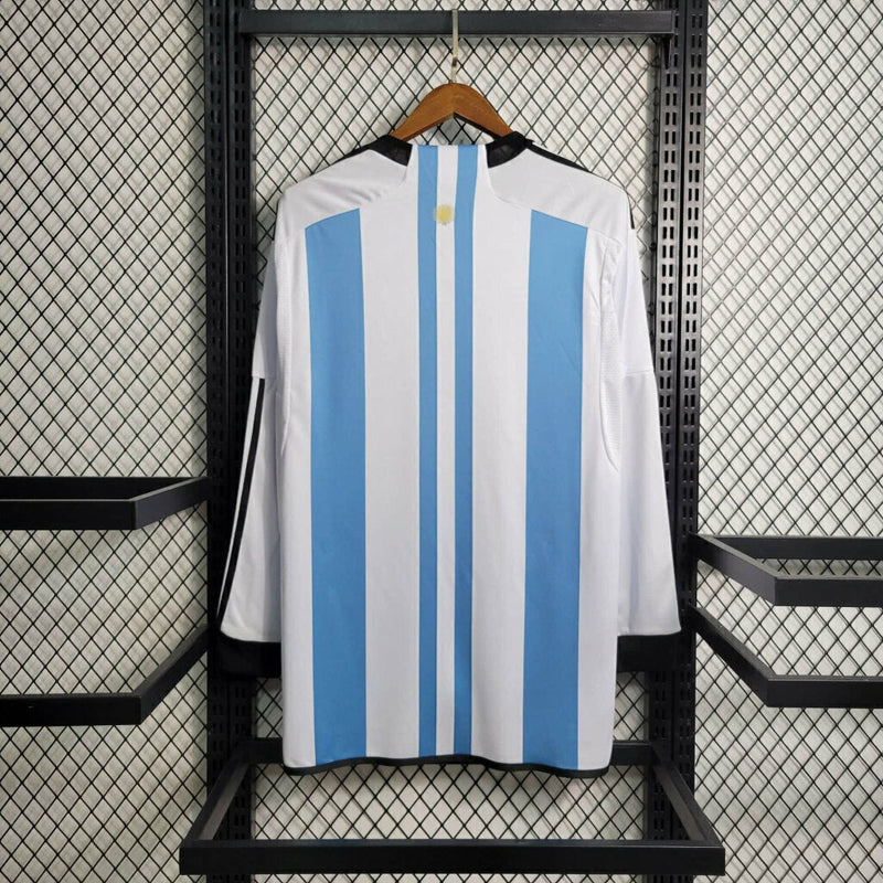 Camiseta local de la selección argentina I - Camiseta de aficionado Adidas de manga larga 23/24 para hombre - Azul y blanco