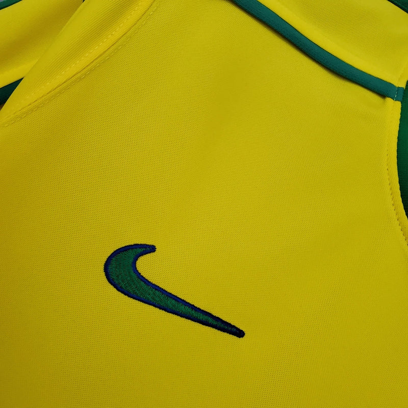 Camiseta retro Nike de la selección nacional de Brasil 1998 para hombre - Amarilla