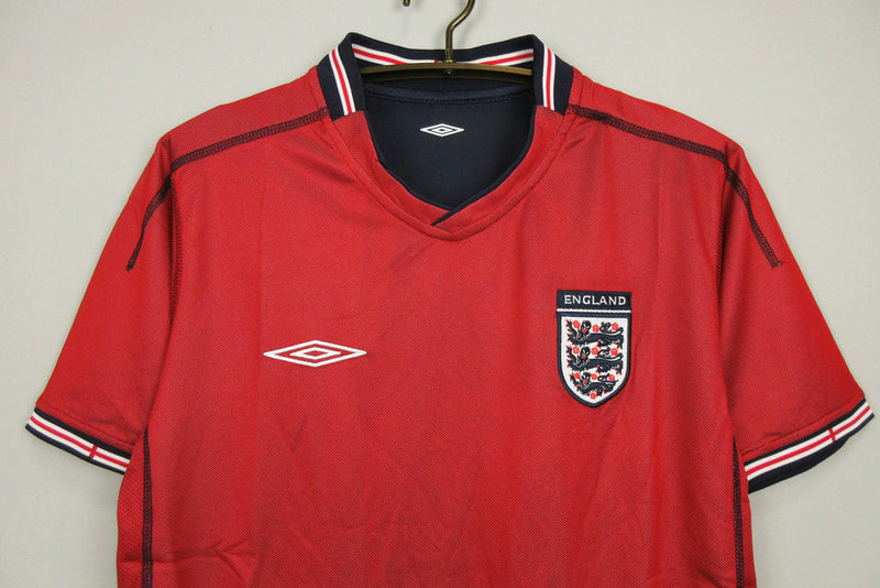Camiseta retro de aficionado de la selección inglesa visitante II 2002 para hombre - Blanca