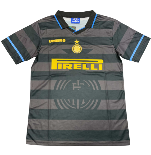 Camiseta de aficionado del Inter de Milán (visitante) 97/98 para hombre - Negra y gris