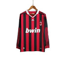 Camiseta retro de manga larga Adidas Fan Milan I 09/10 para hombre - Blanco y negro
