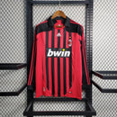 Camiseta retro de manga larga Adidas Fan Milan I 07/08 para hombre - Negra y roja