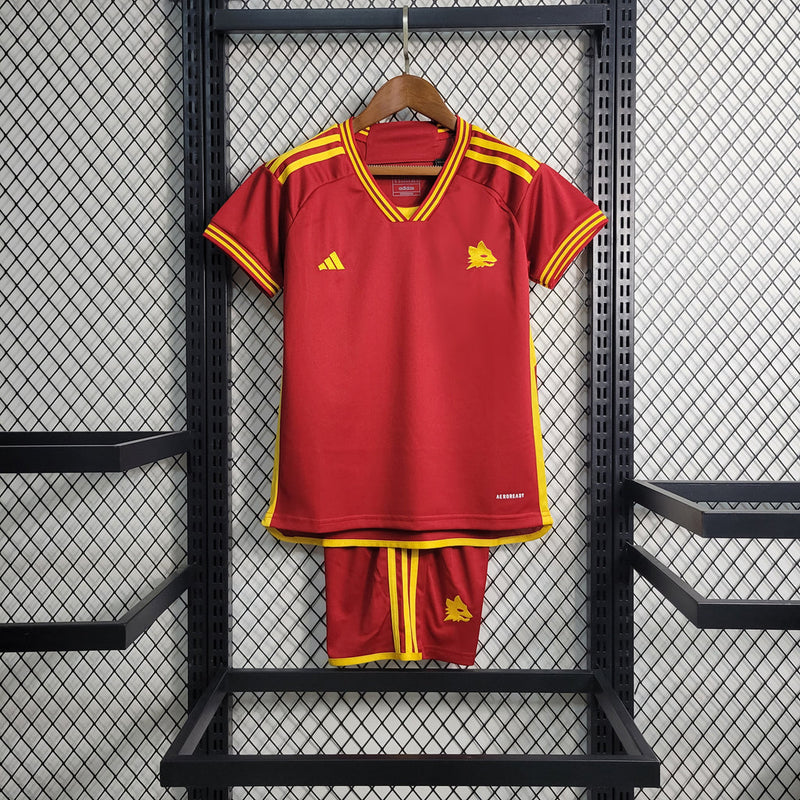 Camiseta y pantalón corto infantil Roma I 23/24 - Rojo