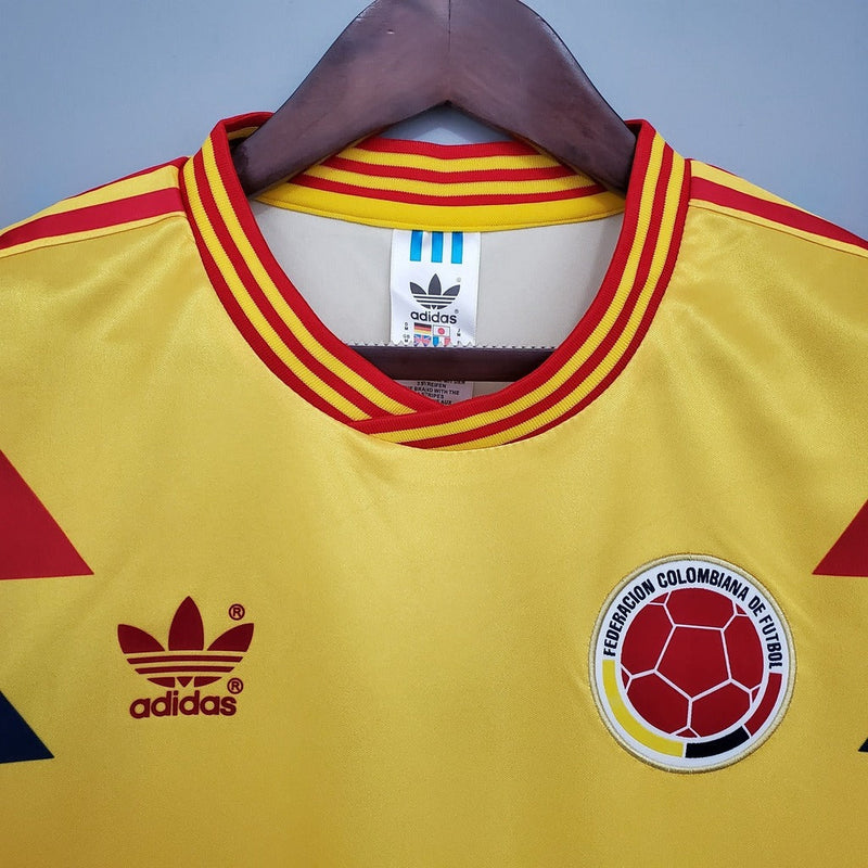 Camiseta retro local de la selección nacional de Colombia I 1990 Adidas Fan para hombre - Amarilla
