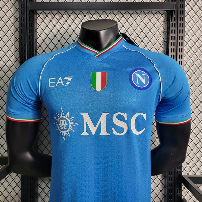 Camiseta local del Napolo I - 23/24 Adidas Player para hombre - Azul