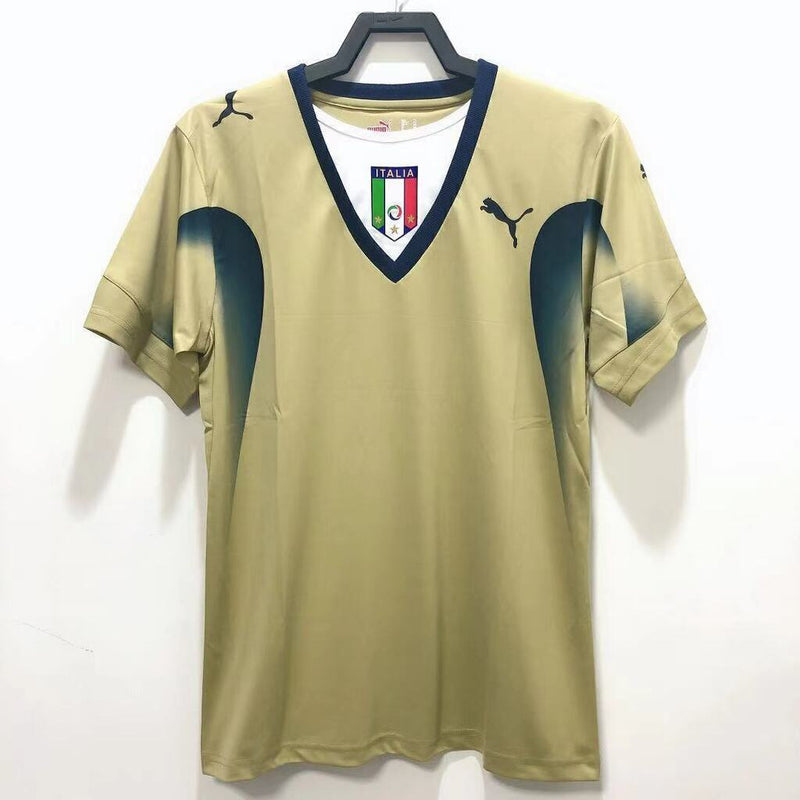 Camiseta retro de aficionado para hombre de la selección italiana de portero local II 2006 - Dorada