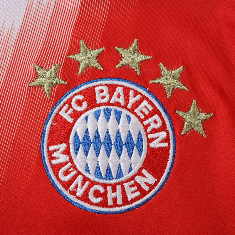 Camiseta y pantalón corto local del Bayern Múnich 25/26 para niño (blanco y rojo)