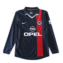 Camiseta retro de manga larga para aficionado del PSG Home I 01/02 para hombre - Azul